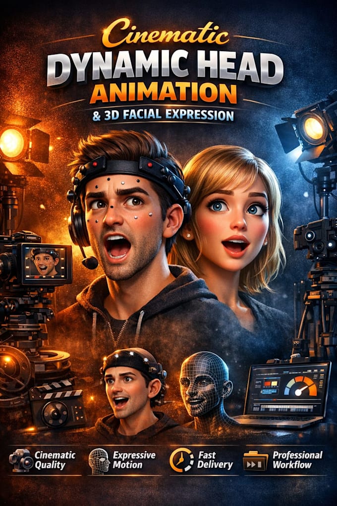create cinematic dynamic head animation character motion 3d facial expression