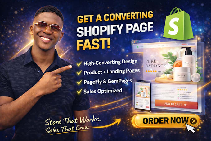 design shopify landing page or product page using pagefly gempages