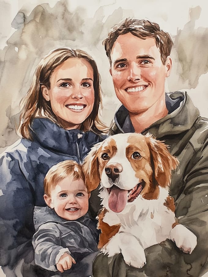 make watercolor family portrait