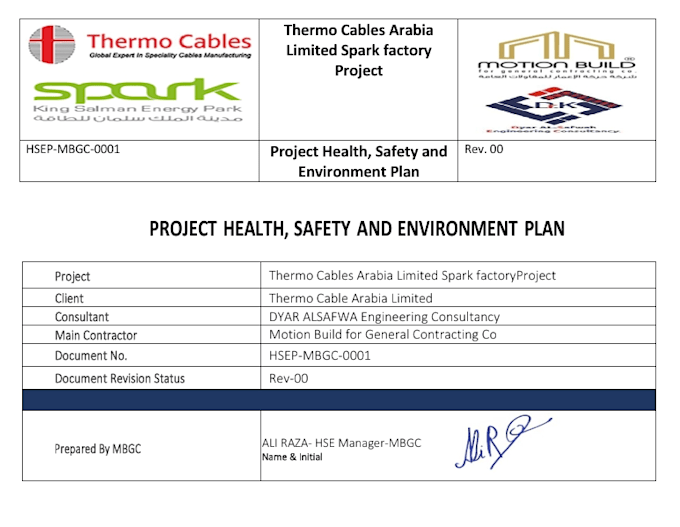 prepare professional safety documents as per iso 45001 and site requirements