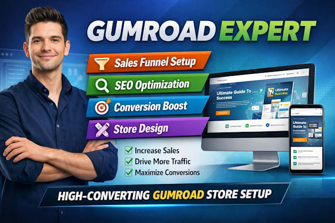 gumroad specialist sales funnel setup store design SEO conversion optimization