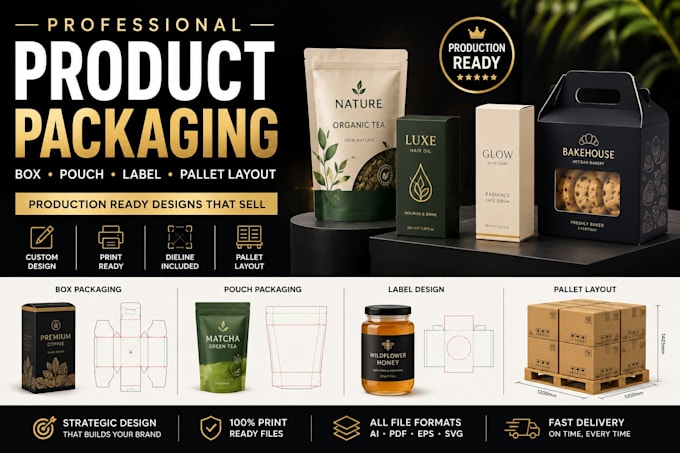 design professional product packaging, box and pallet layout