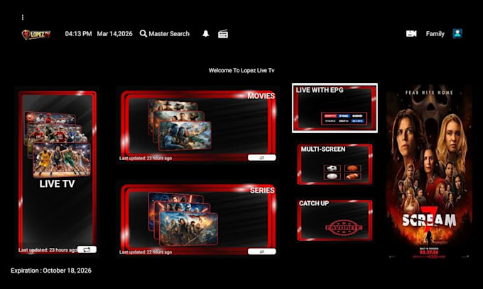 develop iptv app, UI design iptv, smart tv , ott platform , iptv app panel