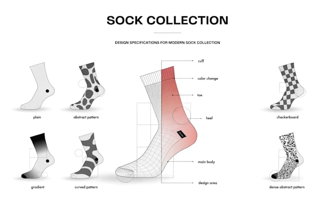 custom socks design patterns with tech pack mockup branding collection