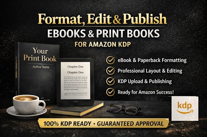 format, edit, publish ebook, paperback, print book for amazon kdp upload