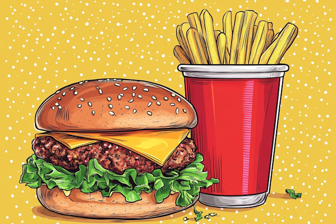 draw food illustration using watercolor