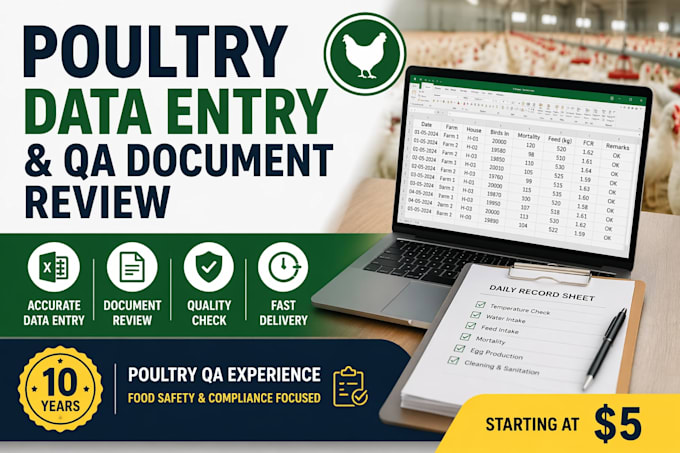 do poultry data entry and QA document review