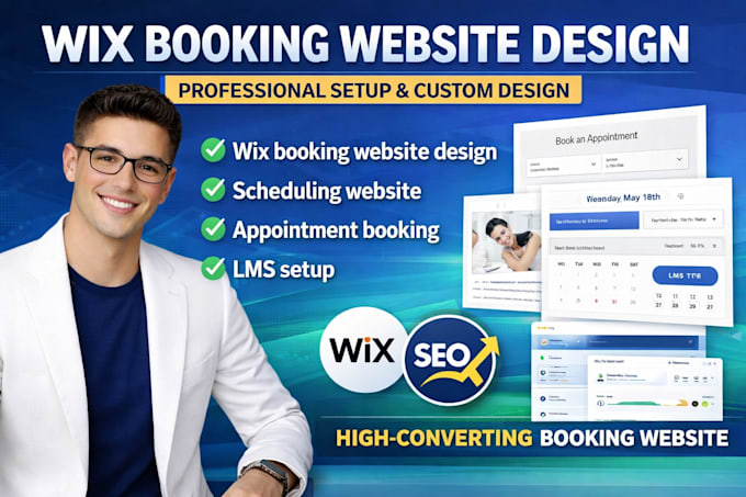 do wix booking website design,scheduling website, appointment booking, lms setup