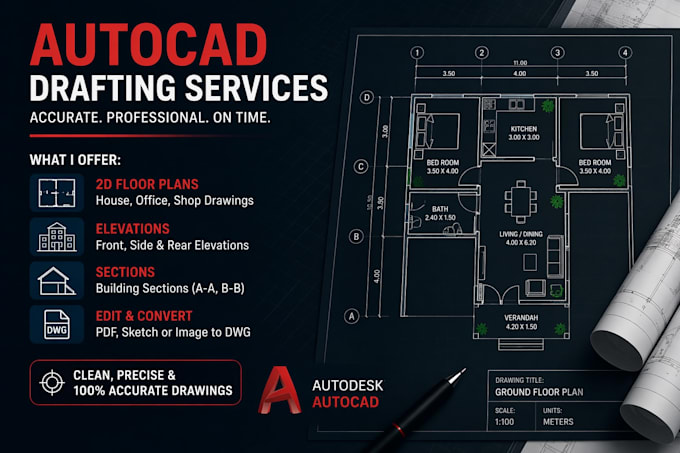 Redraw your hand sketch into autocad professionally by Bhaktishah21 ...