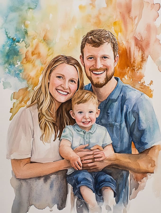 make watercolor family portrait
