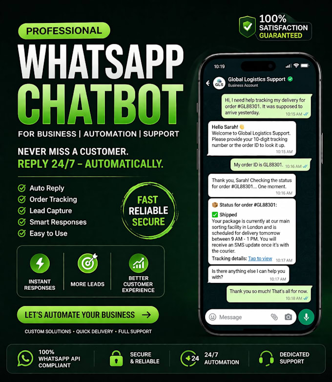 develop an ai whatsapp chatbot for customer support