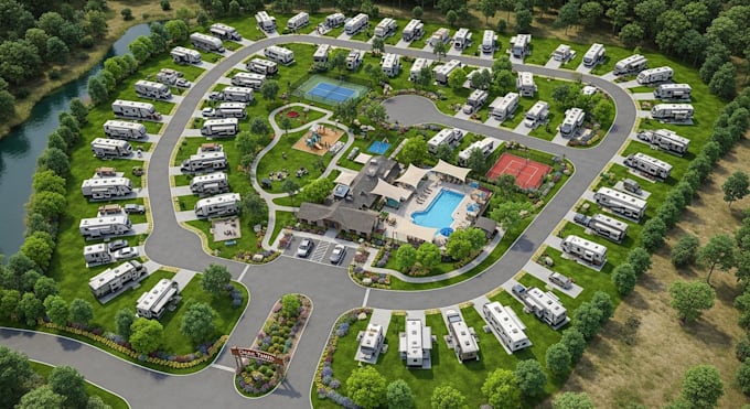 Render site plan rv park, landscape development for real estate by ...