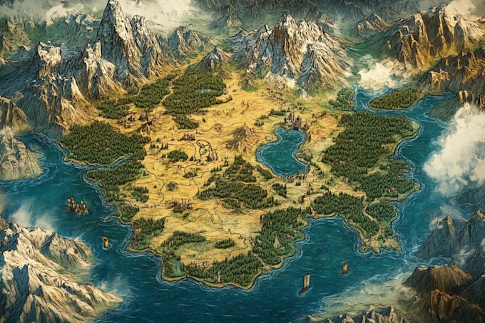 vector map illustration fantasy map design city map