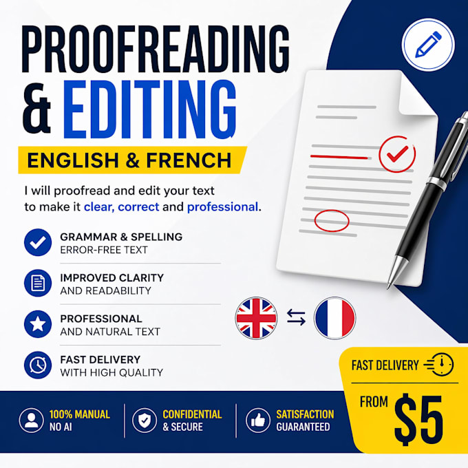 proofread and edit your text english to french