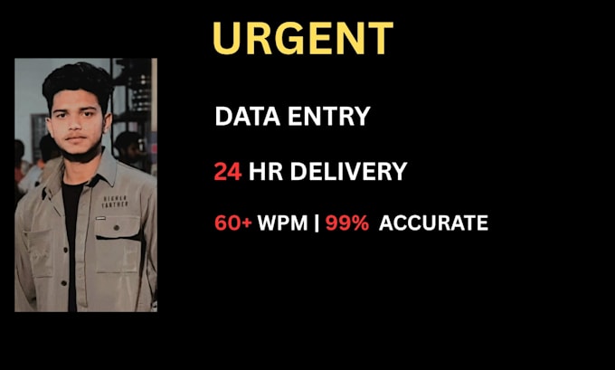 do urgent data entry typing work in 24 hours, 60  wpm