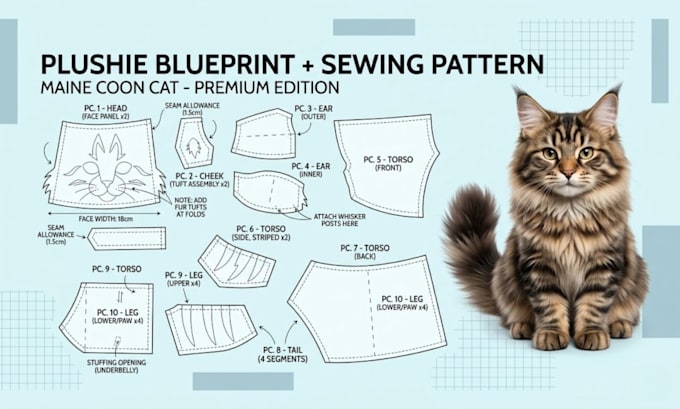 create production ready custom plushie sewing pattern from your image