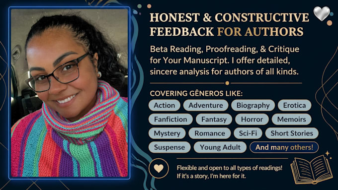 beta read, critique, and provide feedback on your writing