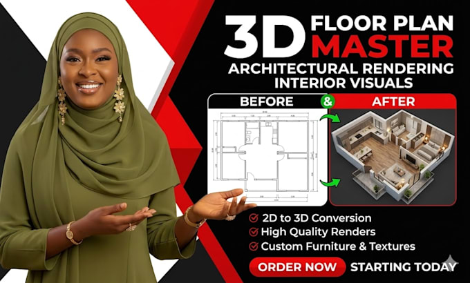 create 2d to 3d floor plan architectual interior  and exterior rendering 3d plan