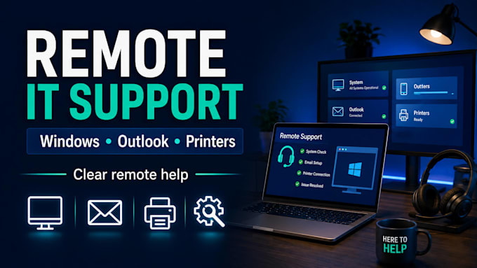 fix windows, outlook, printer and software issues remotely