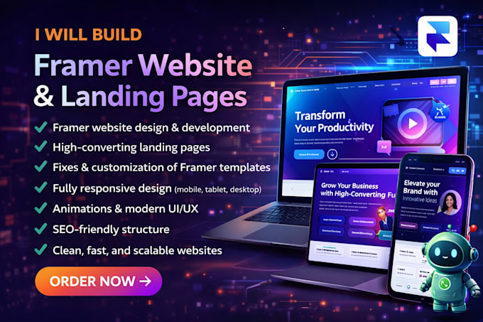 build framer website, framer landing page, fix framer template, framer expert