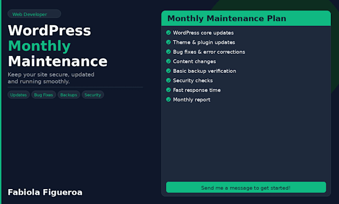 provide monthly wordpress website maintenance and support