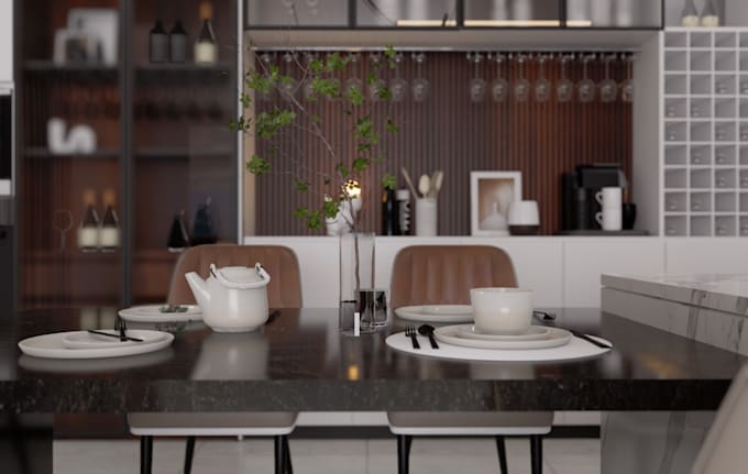 do 3d kitchen modeling, photorealistic rendering walkthrough animation in d5