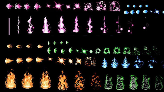 design pixel visual effect, skill icon, indie game art and 2d game assets