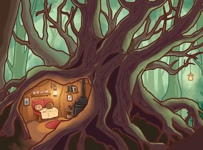 draw an anime or cartoon background or landscape for your game, book or video