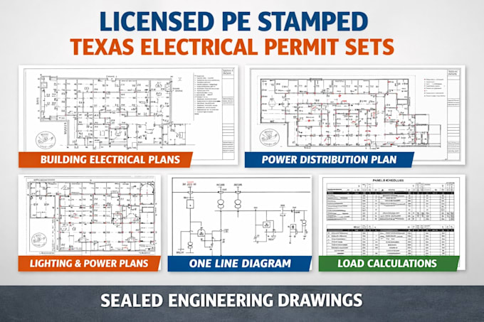 Permit Set Drawings.pdf Pe stamped texas permit electrical sets projects drawings building ...