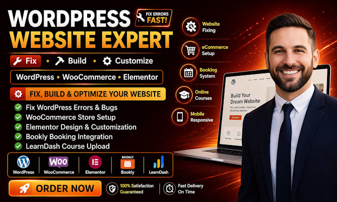 fix build wordpress woocommerce elementor bookly learndash course upload website