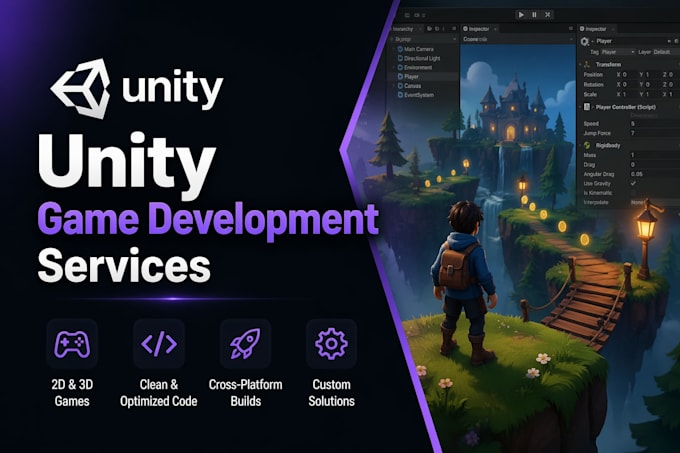 design and develop 2d, 3d games, online multiplayer rpg game in unity