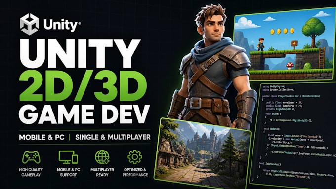 develop professional unity 2d 3d mobile and multiplayer games