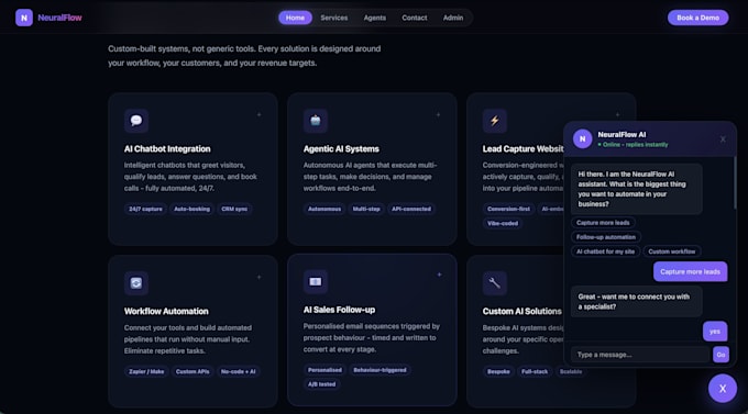 build an ai chatbot and website that captures leads