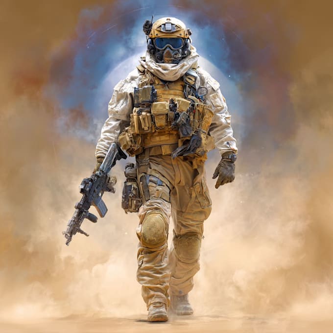 create realistic military, war, or sci fi illustrations