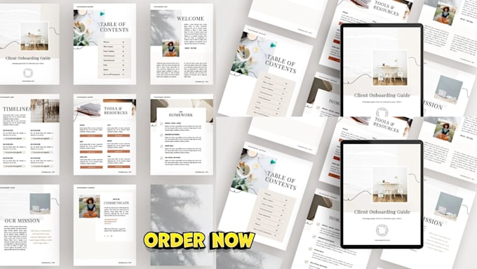 design minimalist client kit, welcome template, canva editable, onboarding