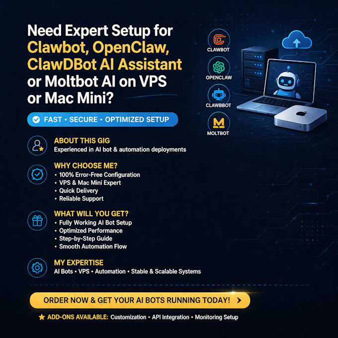 setup clawbot, openclaw clawdbot ai assistant moltbot ai set up on vps mac mini