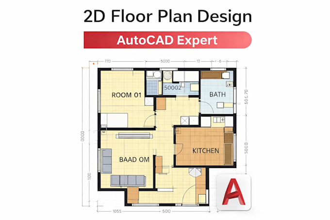 Draw professional 2d floor plan in autocad for house design by ...