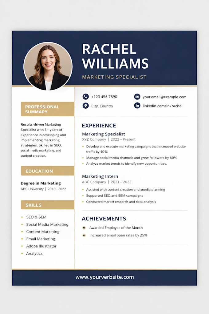 Design ats friendly professional resume cv in canva by Leema_j | Fiverr