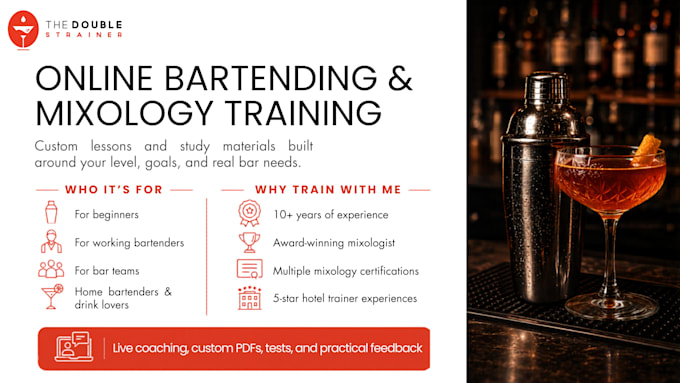 teach bartending and mixology online with custom training materials