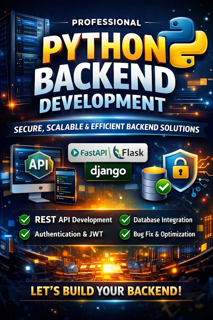develop a professional backend using python for  application
