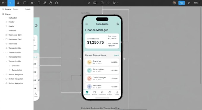design app UI UX in figma with prototype