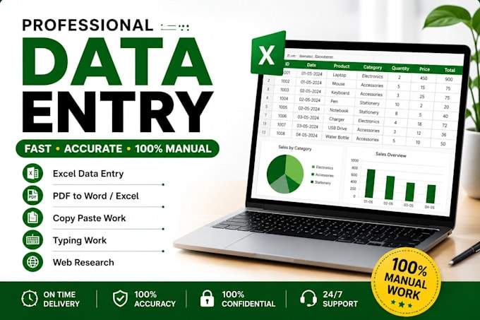 do accurate data entry, copy paste, PDF to excel and word