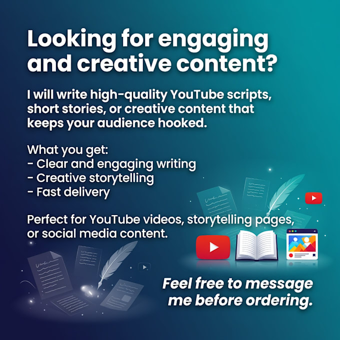 write engaging youtube scripts and creative stories