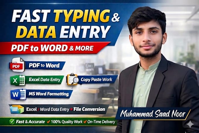 do fast typing, data entry, PDF to word, and copy paste work