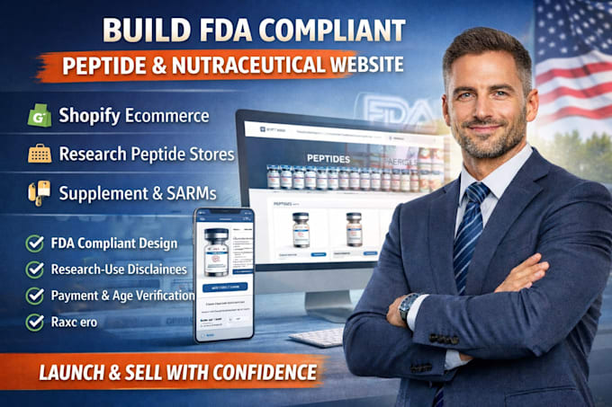 build fda compliant peptide website, ecommerce wordpress, peptide store