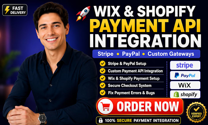 integrate third party payment api in wix and shopify website stripe paypal setup