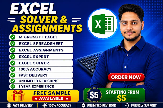 be your expert excel solver for assignments and automation