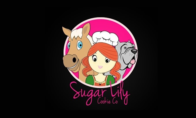 create a fun vintage animals logo for sugar lilly cookie co