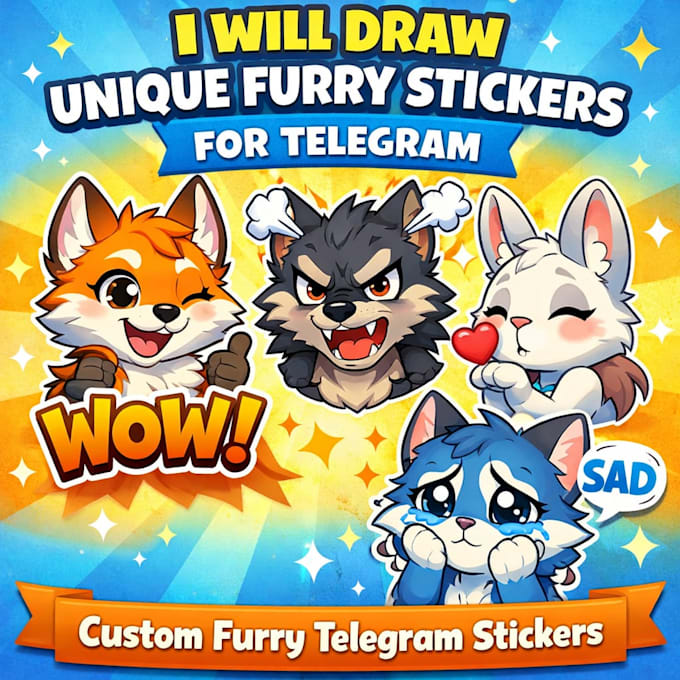 draw unique furry stickers for telegram