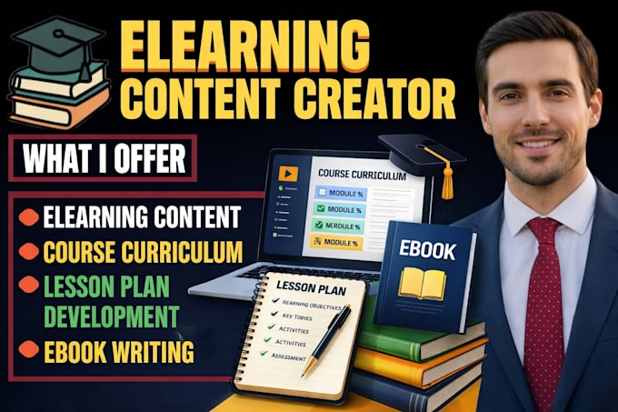 create engaging elearning content, course curriculum, lesson plan and ebook
